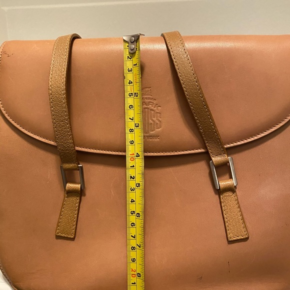 LEATHER MARK CROSS SHOULDER BAG CAMEL NUDE HANDBAG - Picture 5 of 15